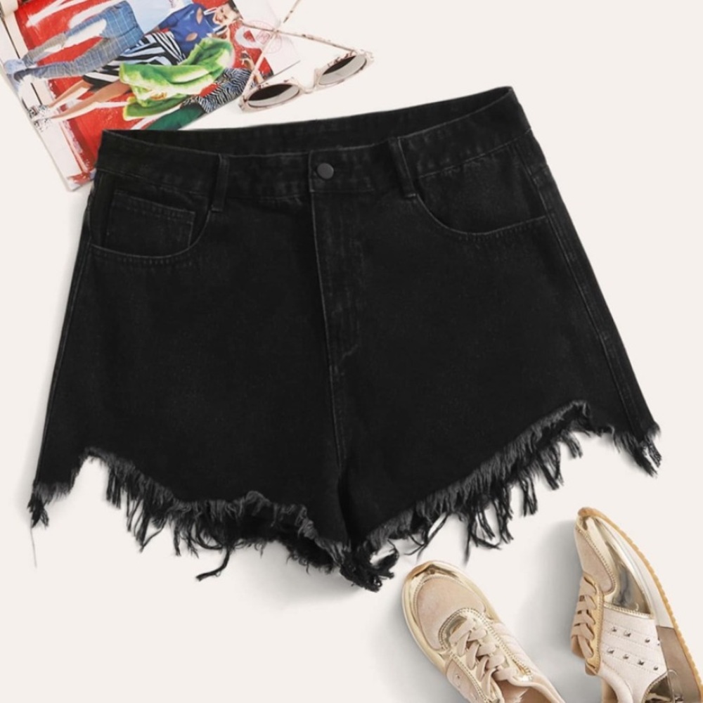 SHEIN: High-Waisted Black Fringe Shorts